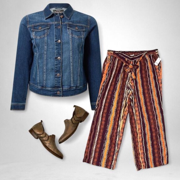 LILI Sport Women's Striped Wide Leg Multicolored Pants, Size 2X NWT - Picture 2 of 9